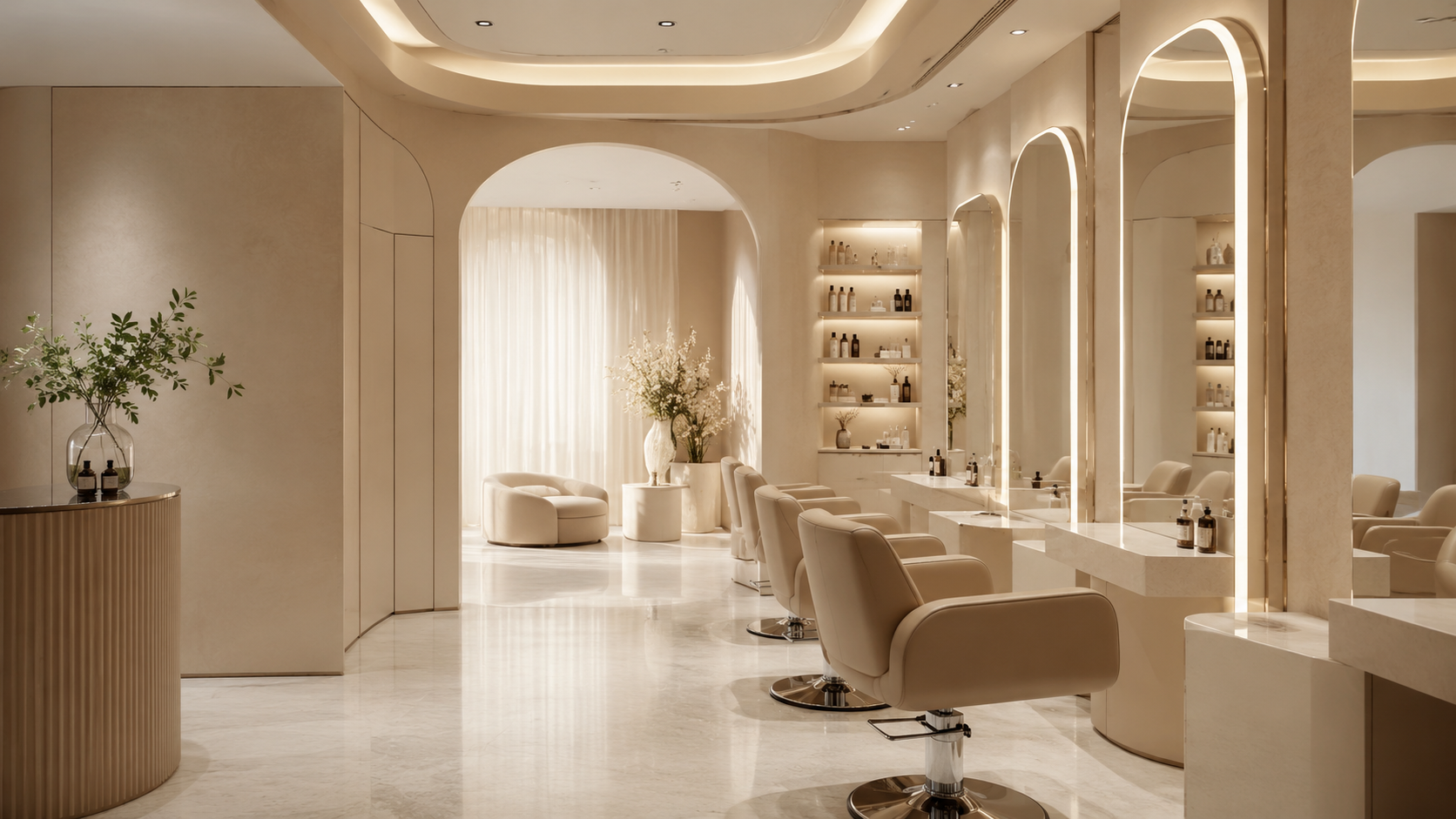 Ambiente premium de salão de beleza STELLARYS